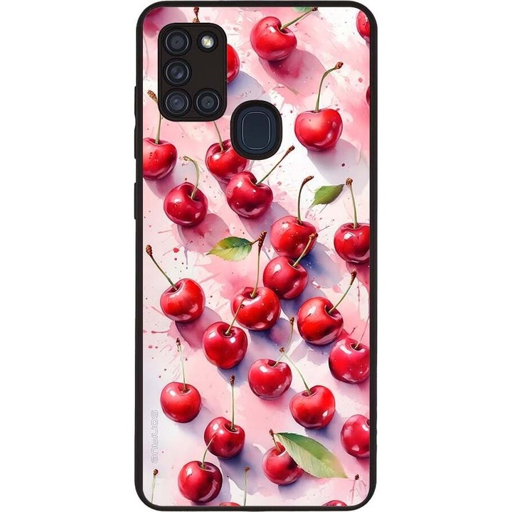 Husa telefon Sonique Fruit Series pentru Samsung Galaxy A21s, imprimeu fructe, silicon, cirese
