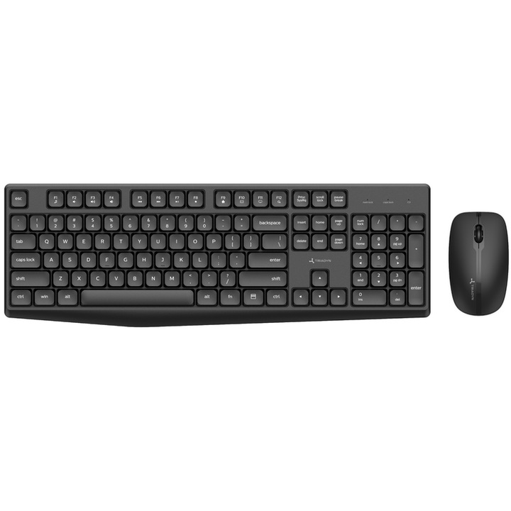 Set birou fara fir Triadyn ELTANIN, 2.4GHz, tastatura PORTIA si mouse BELINDA, 1600 DPI, negru