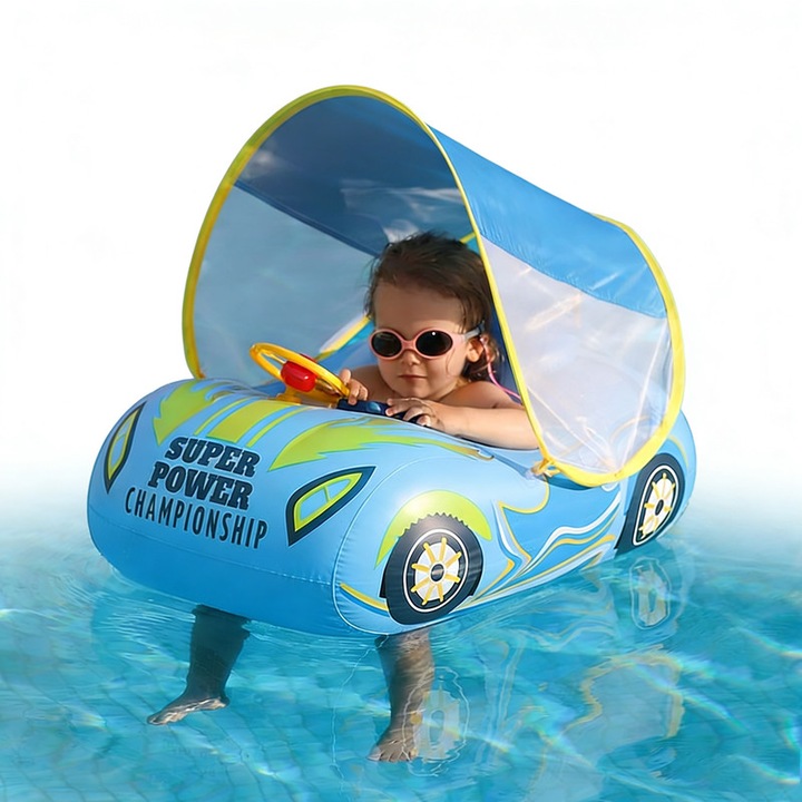 OLOEY gyermek úszógumi, 3D autó design, kék, 3+ éves gyermekeknek