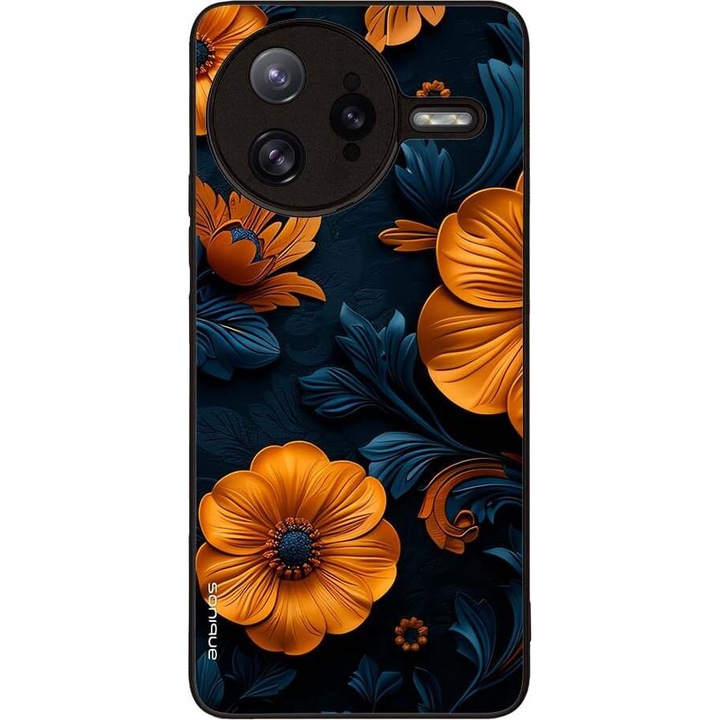 Husa telefon Sonique 3D Flower Series, portocalie, pentru Xiaomi Poco F7 Ultra 5G, silicon, design modern
