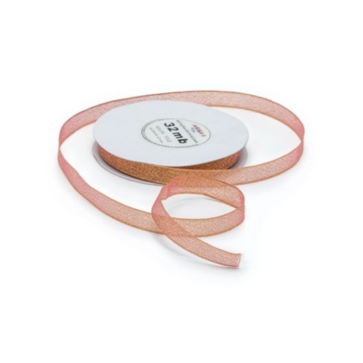 Panglica cu sclipici, Latime 12 mm, Lungime 32 m, Portocaliu, WB7012