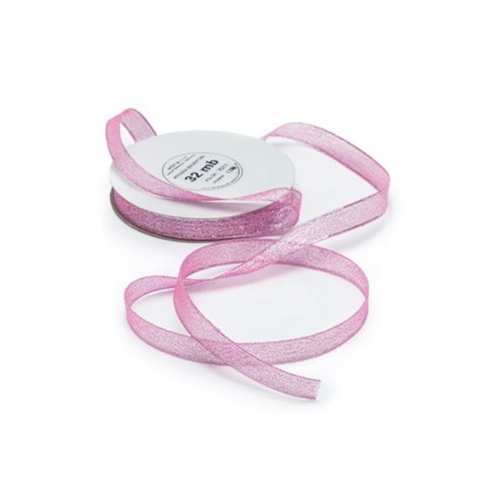 Panglica NEOPAK cu sclipici, 12 mm, 32 m, Roz, WB7011