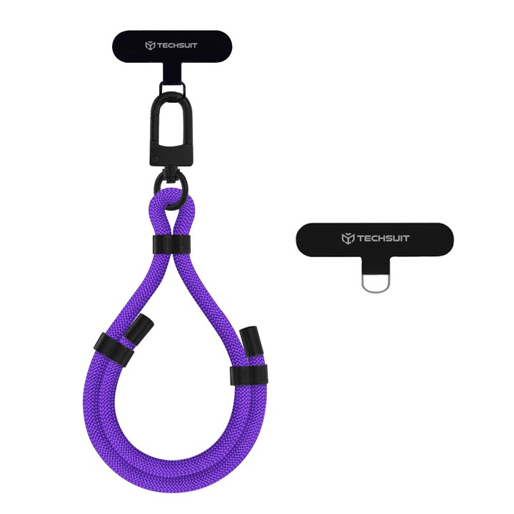 Snur/strap/lanyard telefon Rope Wrist Strap (RWS1 26 34) for Phones, Carabiner, Nylon Braided, Durable, Adjustable, Universal Cosmic Violet Violet