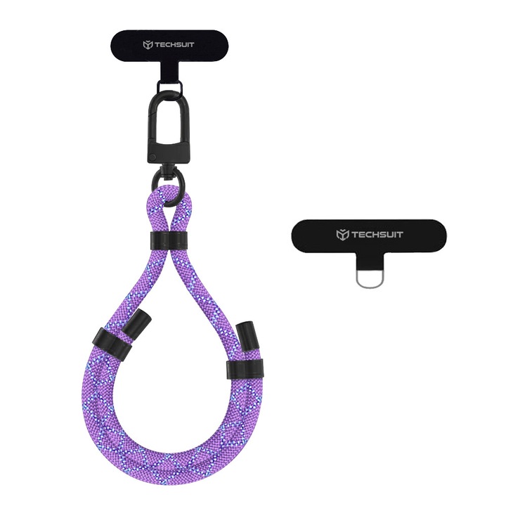Snur/strap/lanyard telefon Rope Wrist Strap (RWS1 11) for Phones, Carabiner, Nylon Braided, Durable, Adjustable, Universal Cobra Purple Mov