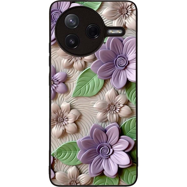 Husa telefon Sonique 3D Flower Series, protectie antisoc, design 3D, violet, pentru Xiaomi Poco F7 Pro 5G