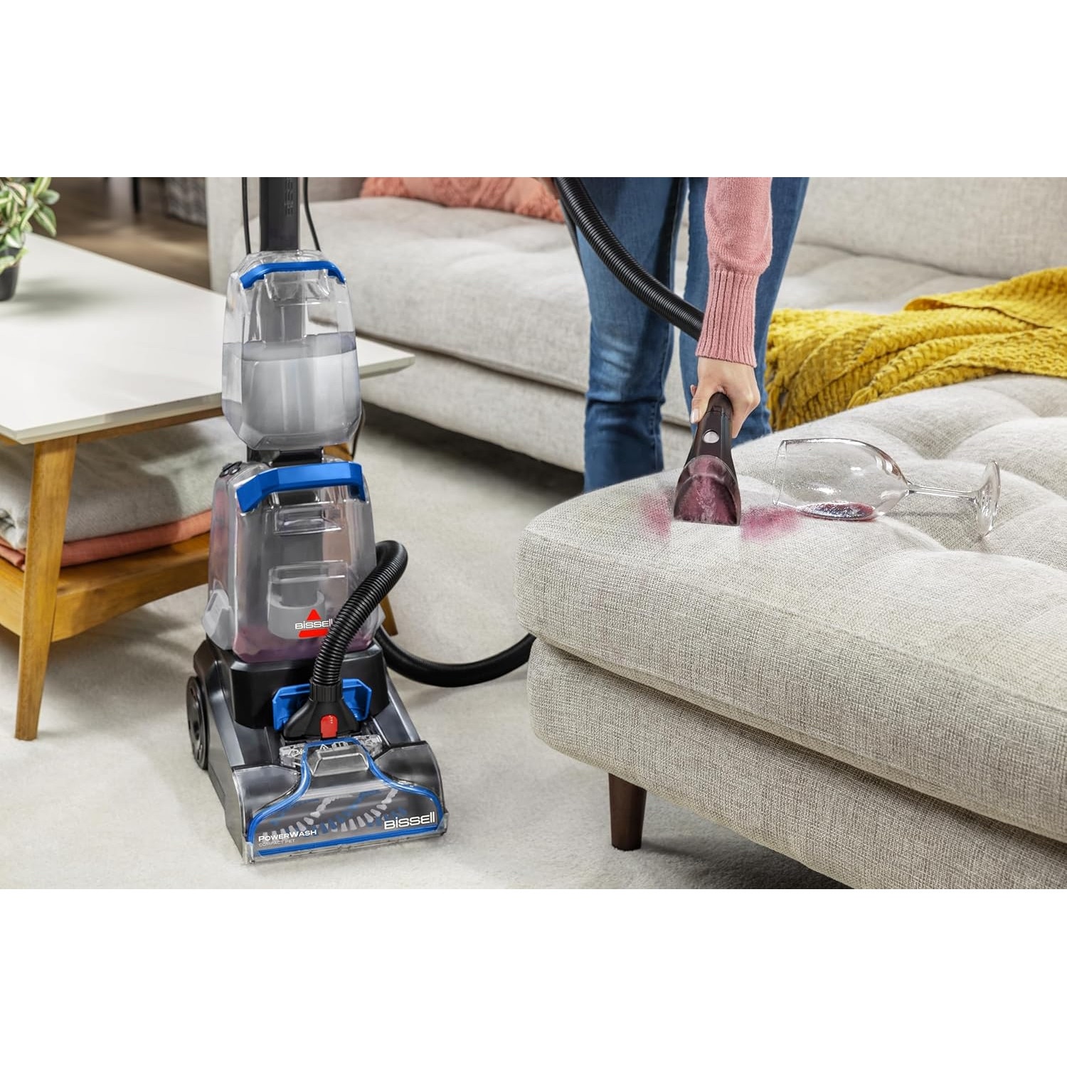 Aspirator vertical cu spalare Bissell 4058N, 600 W, accesorii detasabile, cu cablu, Albastru