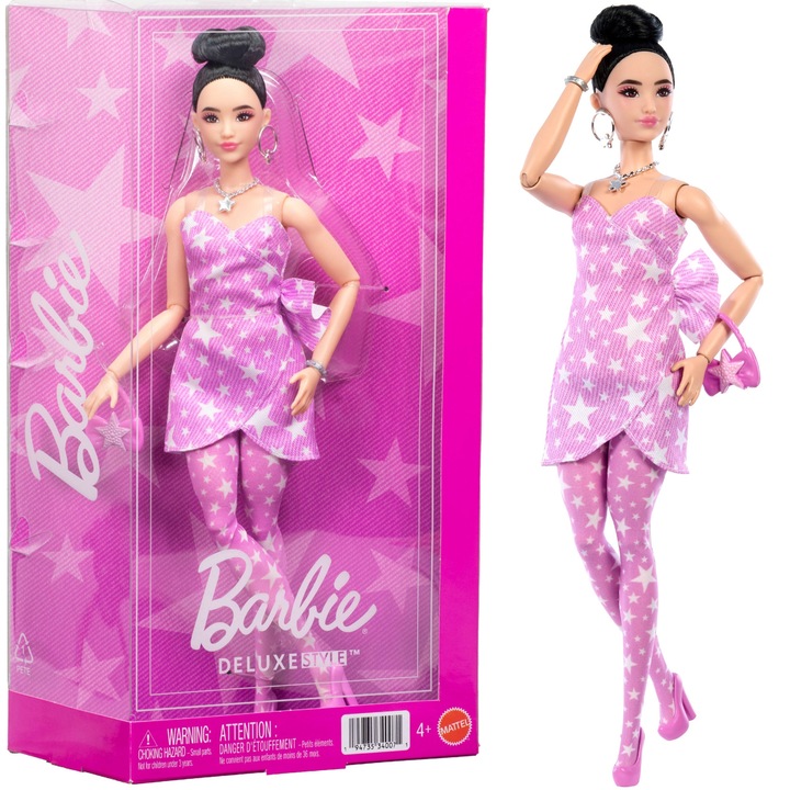 Setul de papusi Barbie Deluxe Style cu tinute la moda + accesorii
