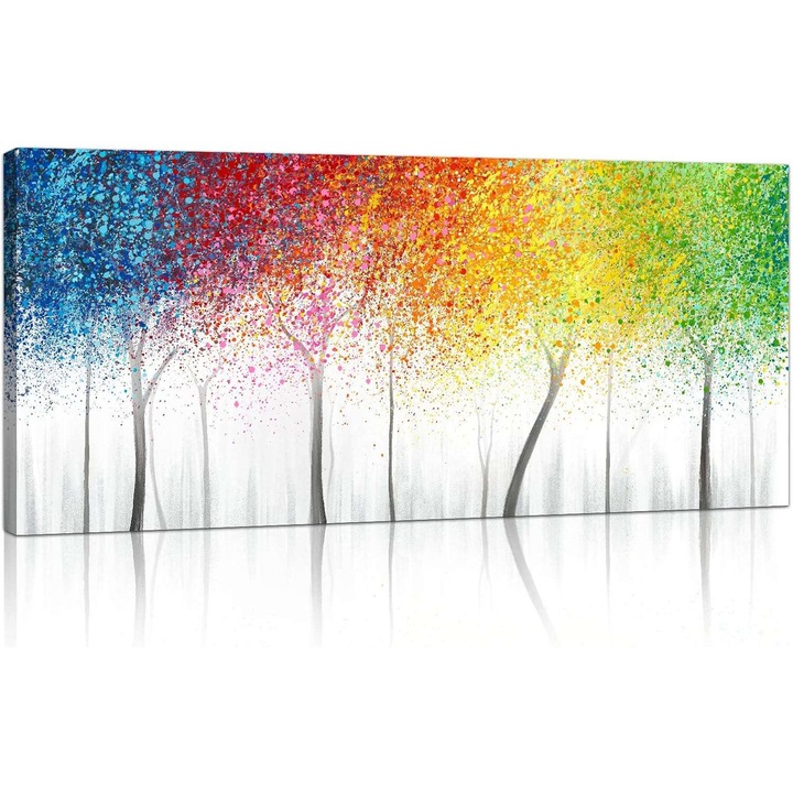 Tablou, CE, obraz pe panza in rama, copaci infloriti, 120x50cm