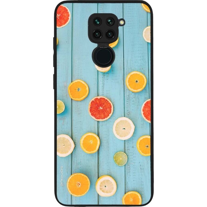 Husa telefon Sonique Fruit Series pentru Xiaomi Redmi Note 9, silicon, imprimeuri cu fructe, multicolor
