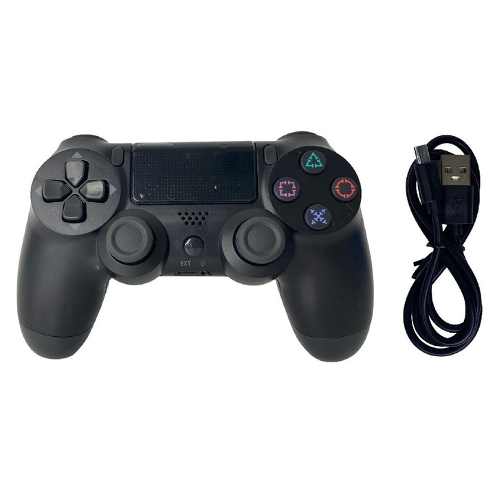 Безжичен контролер за PS4, PS-TV и PS Now, Double Shock – тъчпад, серия-съвместим IT-98, лаптоп, таблет, телефон, с вибрации, включен кабел за зареждане, черен, HAPPY JOKER®
