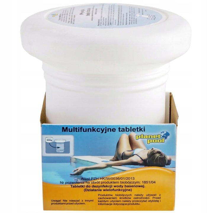 Dozator plutitor cu clor, Planet Pool, set 600g, albastru, utilizare simplă, previne algele