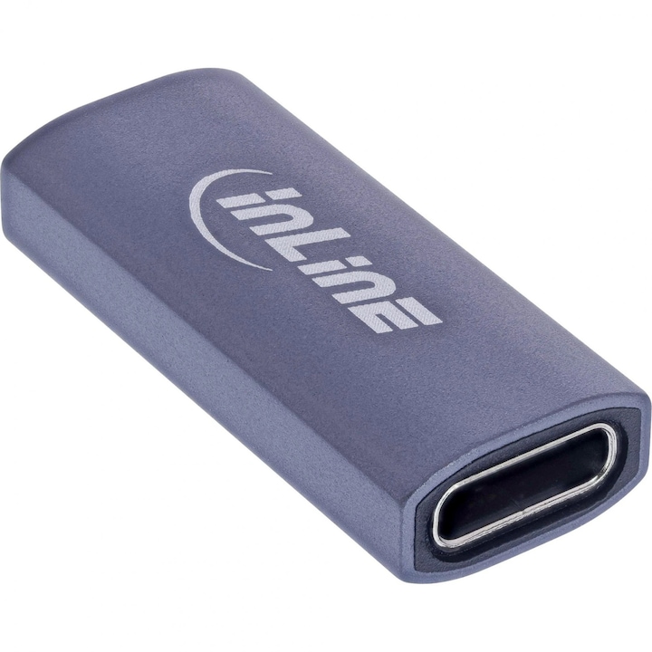 USB 4 Type C M-M adapter, InLine, 240 W EPR, adatátvitel 40 Gb/s, szürke