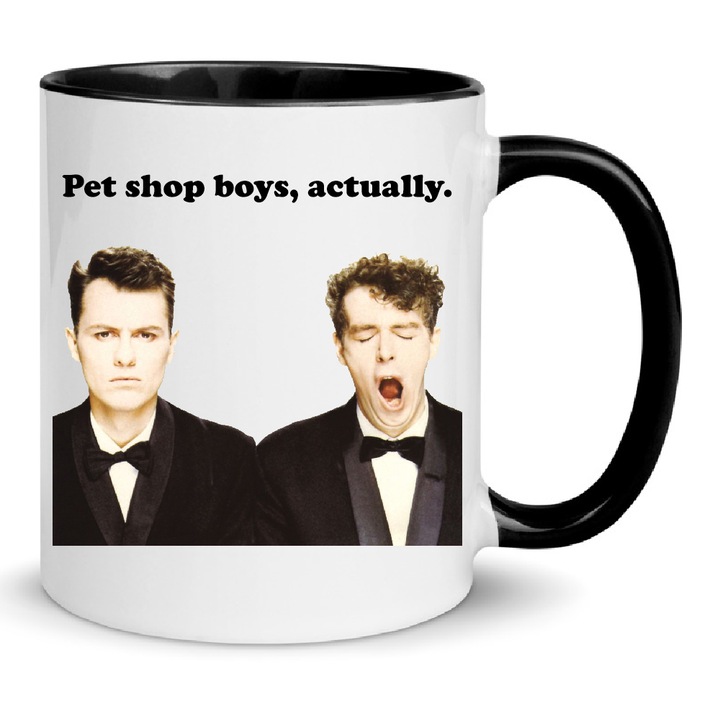 Cana Pet Shop Boys No4 330ml Ceramica Alba si Neagra - Design Premium, Rezistenta la Masina de Spalat, Cadou pentru Fanii Muzicii Retro