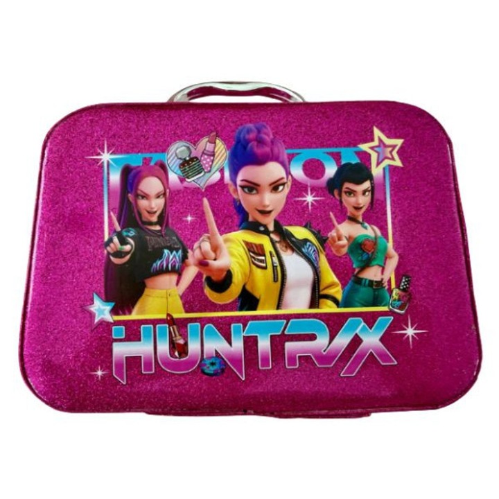 Trusă machiaj K-POP Demon Hunters, set cosmetice pentru copii, roz cu sclipici, cutie cu oglindă