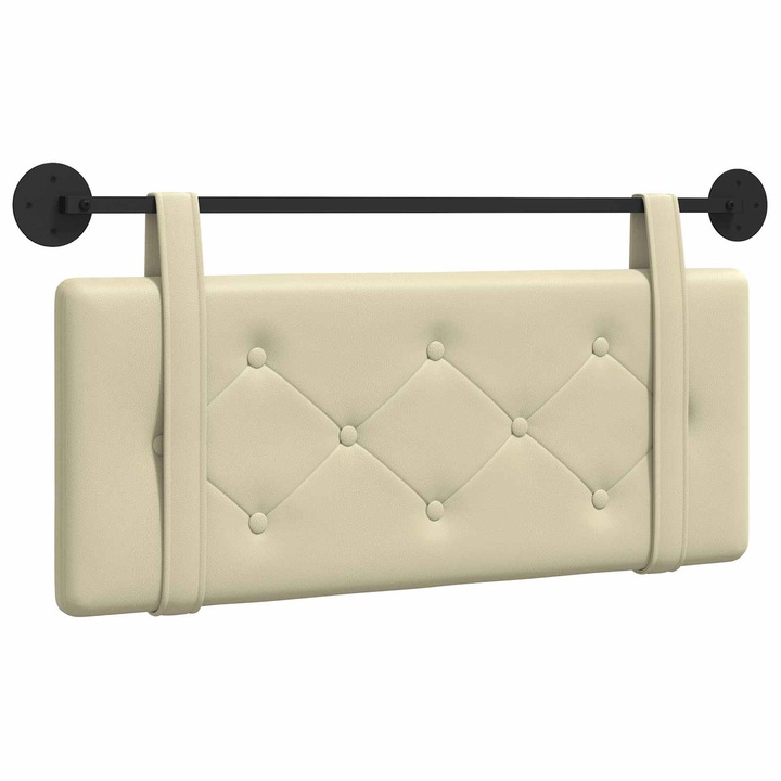 Cap de pat suspendat vidaXL, Pe perete Crem 100 cm Piele artificiala