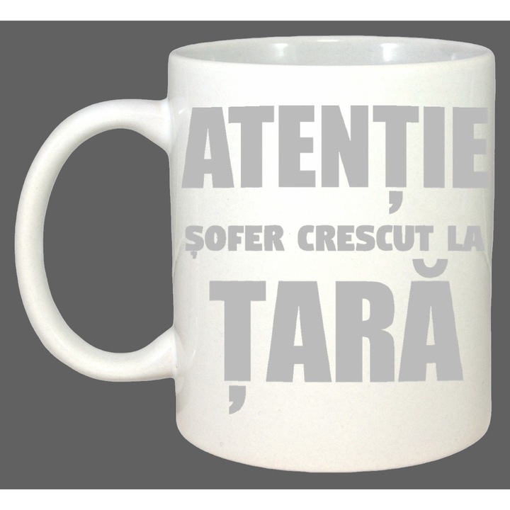 Cana Atentie Sofer Crescut La Tara, Cadou, Sarbatori, Cri-Flo, Culoare Alb, 330 ml