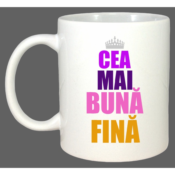 Cana Cea Mai Buna Fina Coroana Mov, Cadou, Sarbatori, Cri-Flo, Culoare Alb, 330 ml
