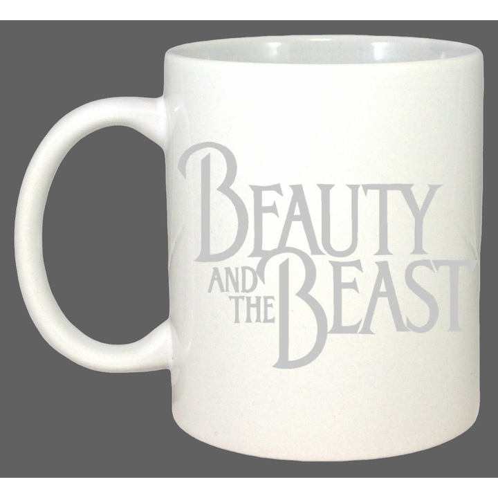 Cana Beauty And The Beast Logo, Cadou, Sarbatori, Cri-Flo, Culoare Alb, 330 ml