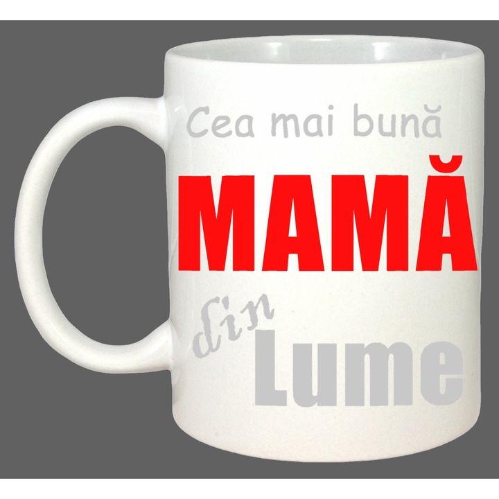 Cana Cea Mai Buna Mama Negru, Cadou, Sarbatori, Cri-Flo, Culoare Alb, 330 ml