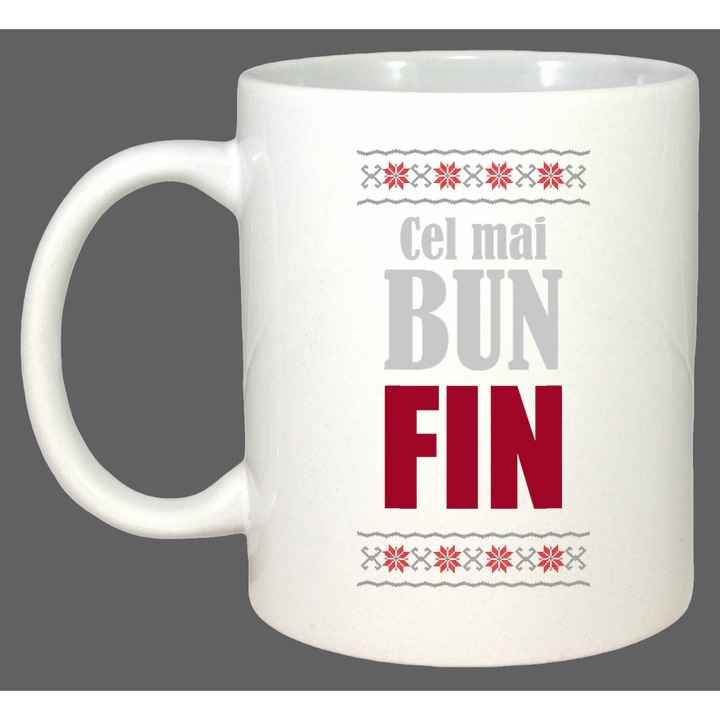Cana Cel Mai Bun Fin Model Traditional, Cadou, Sarbatori, Cri-Flo, Culoare Alb, 330 ml