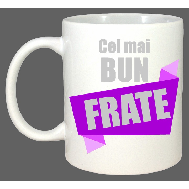 Cana Cel Mai Bun Frate Banner Mov, Cadou, Sarbatori, Cri-Flo, Culoare Alb, 330 ml
