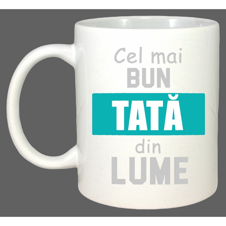 Cana Cel Mai Bun Tata Simplu, Cadou, Sarbatori, Cri-Flo, Culoare Alb, 330 ml