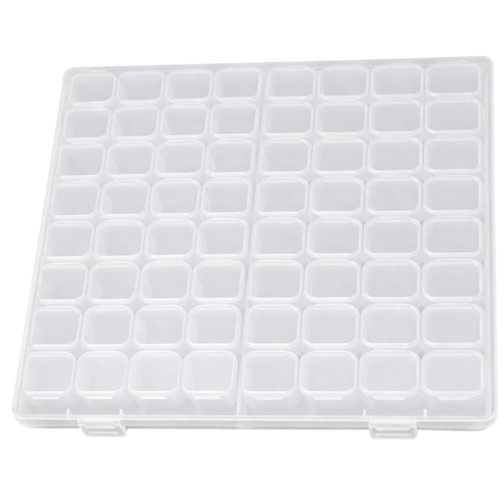 Cutie organizatoare pentru bijuterii, Edibazzar, 28 compartimente, transparenta, 17,5x10x2,5cm