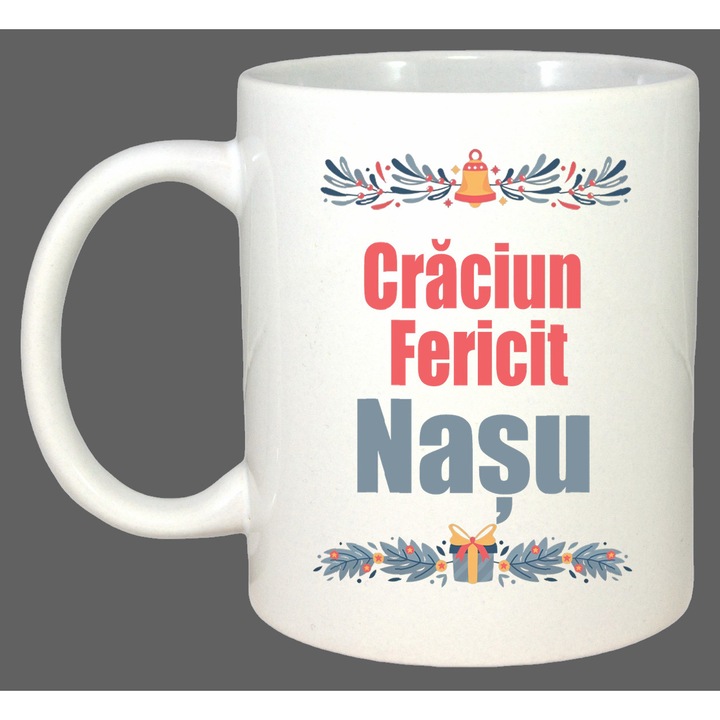Cana Craciun Fericit Nasu Cadou Simplu, Cadou, Sarbatori, Cri-Flo, Culoare Alb, 330 ml