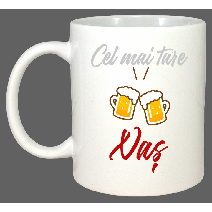 Cana Cel Mai Tare Nas Model Bere, Cadou, Sarbatori, Cri-Flo, Culoare Alb, 330 ml