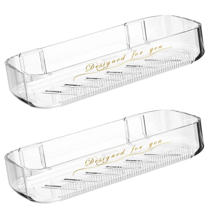 Raft de baie cu ventuza, set 2 bucati, PVC transparent, 5x11x25 cm, rezistent la umiditate