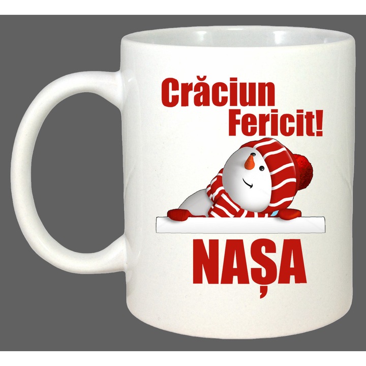 Cana Craciun Fericit Nasa Model Trei, Cadou, Sarbatori, Cri-Flo, Culoare Alb, 330 ml