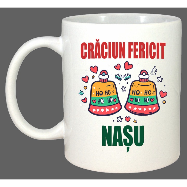 Cana Craciun Fericit Nasu Model Cani, Cadou, Sarbatori, Cri-Flo, Culoare Alb, 330 ml