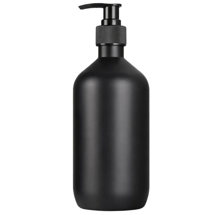 Dozator elegant pentru sapun lichid, lotiuni sau detergent de vase, 300 ml, negru mat, stil minimalist modern, ideal pentru baie si bucatarie