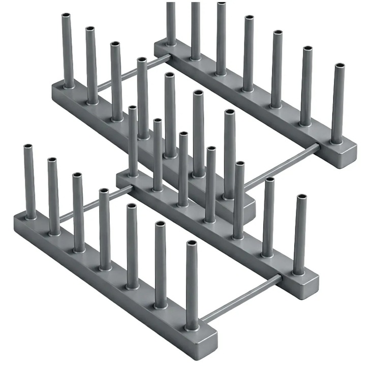 Set 2 organizatoare pentru farfurii, Edibazzar, PVC rezistente, gri