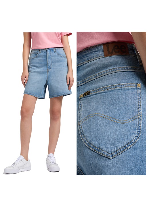 Blugi Scurti Dama, Lee, Lee Stella Short, Regular Fit, Fermoar, Lungime Scurta, Denim Aspect, Buzunare Frontale Si La Spate, Bumbac, W28, Albastru