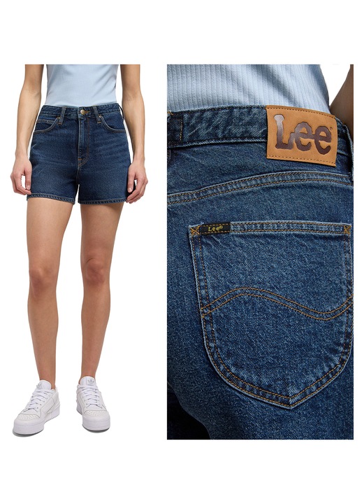 Blugi Scurti Dama, Lee, Carol Short, Regular Fit, Fermoar, Lungime Scurta, Denim Aspect, Buzunare Frontale Si La Spate, Bumbac, W28, Albastru