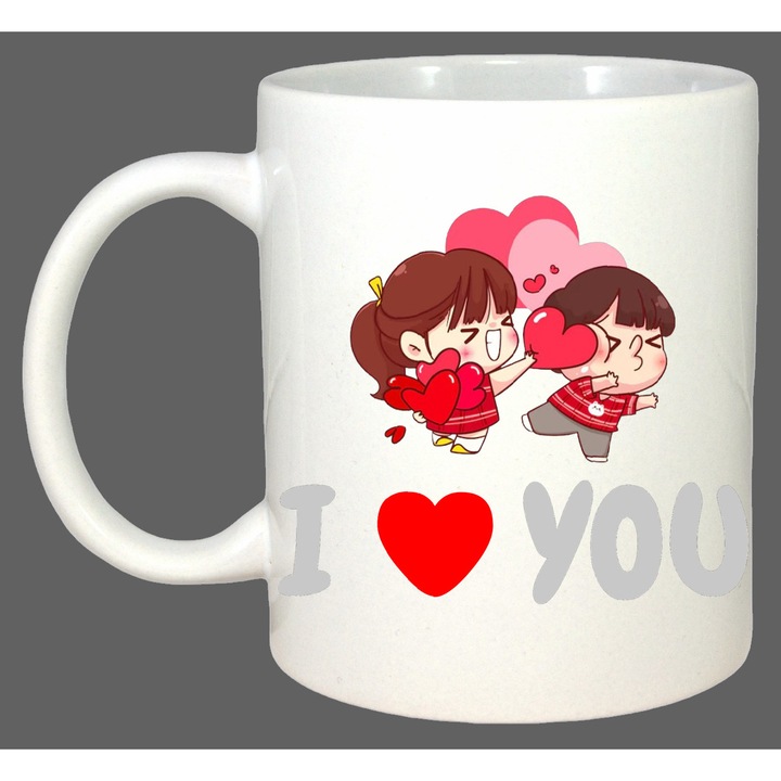 Cana Perna I Love You Lovers, Cadou, Sarbatori, Cri-Flo, Culoare Alb, 330 ml