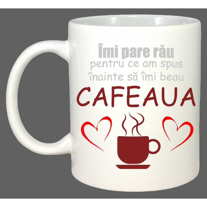 Cana Mesaj Cafea Regret Funny, Cadou, Sarbatori, Cri-Flo, Culoare Alb, 330 ml