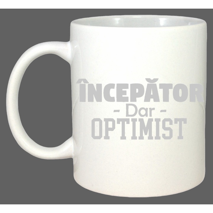 Cana Incepator Dar Optimist, Cadou, Sarbatori, Cri-Flo, Culoare Alb, 330 ml