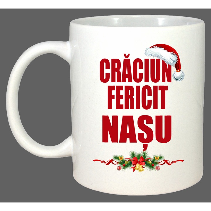 Cana Craciun Fericit Nasu Decor, Cadou, Sarbatori, Cri-Flo, Culoare Alb, 330 ml