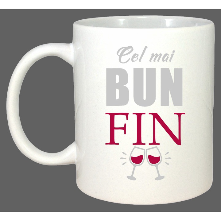 Cana Cel Mai Bun Fin Pahare, Cadou, Sarbatori, Cri-Flo, Culoare Alb, 330 ml