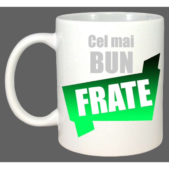 Cana Cel Mai Bun Frate Banner Verde, Cadou, Sarbatori, Cri-Flo, Culoare Alb, 330 ml