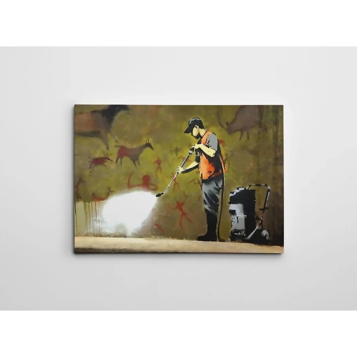 Tablou decorativ Re-Bloom, panza/lemn, multicolor, 50 x 70 cm