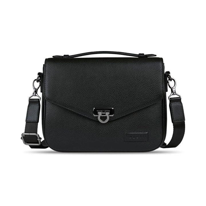 Geanta Dama Bugatti Elsa din Piele Piele Naturala Neagra, Shoulder Bag Eleganta, Compartimente Multiple, Dimensiune Medie, 494615