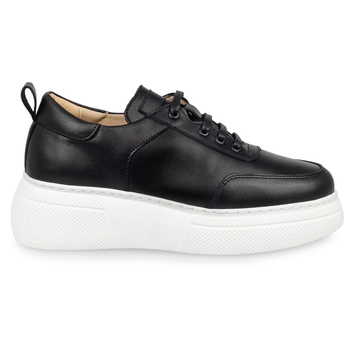 Pantofi casual dama 1990, Piele naturala, negru, 40 EU