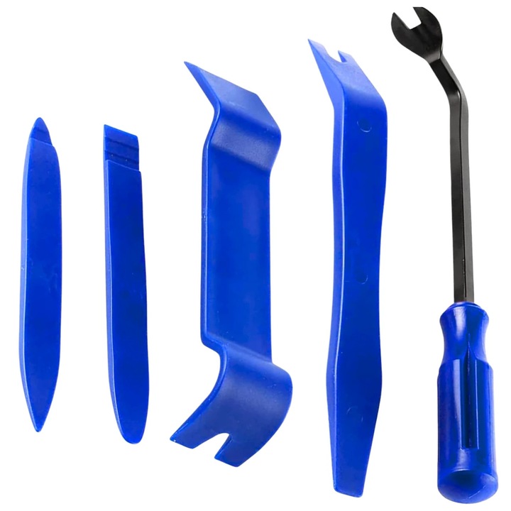 Set 5 Instrumente Auto Edibazzar pentru Demontare Tapiterie, Radio, Plastic Durabil, Negru/Albastru