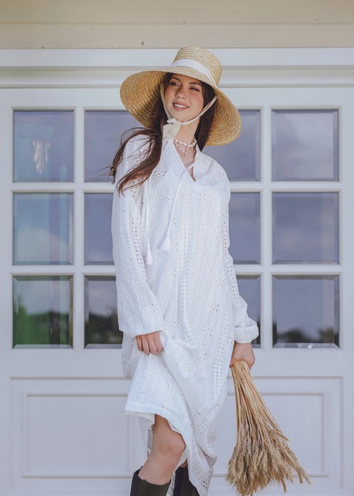 Rochie Dama Simone 2 piese, Alb, XL