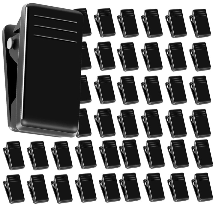 Set 50 cleme autoadezive negre Edibazzar cu arc din otel inoxidabil, pentru fotografii, notite, decoratiuni