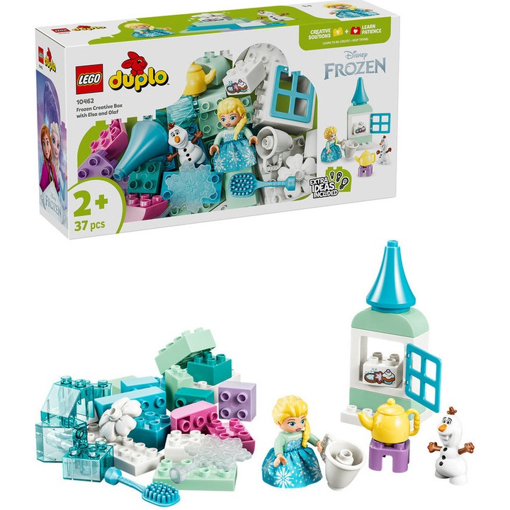 Set de constructie LEGO® DUPLO® | Disney Regatul de gheata Cutie creativa cu Elsa si Olaf din Regatul de gheata 10462, Jucarii pentru Copii de 2+ ani, Jucarii pentru Fete si Baieti, Jocuri Educative