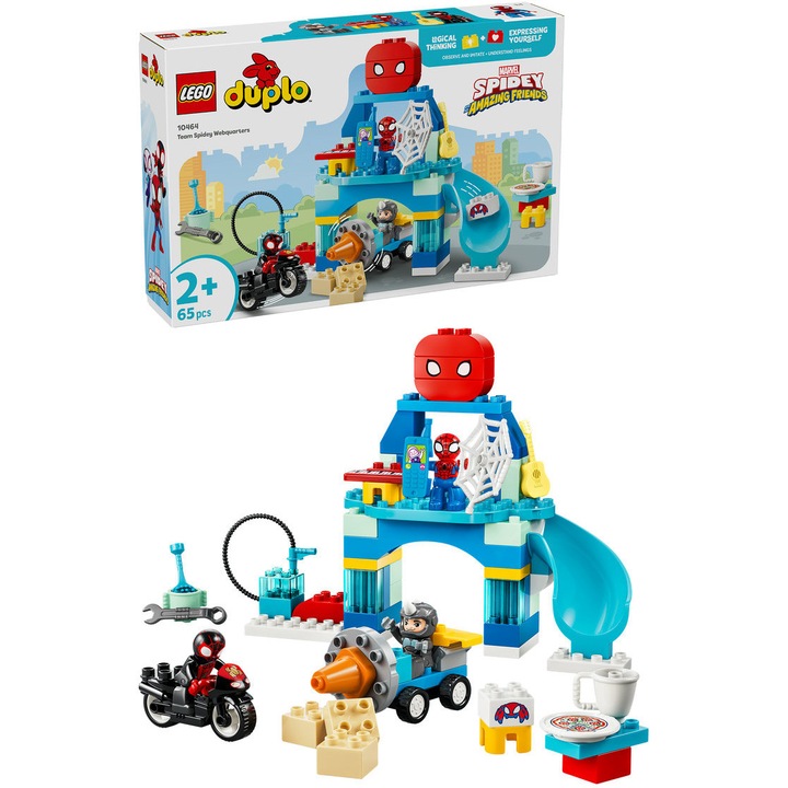 Set de constructie LEGO® DUPLO® | Marvel Sediul echipei lui Paienjenel 10464, Jucarii pentru Copii de 2+ ani, Jucarii pentru Baieti si Fete, Jocuri Educative